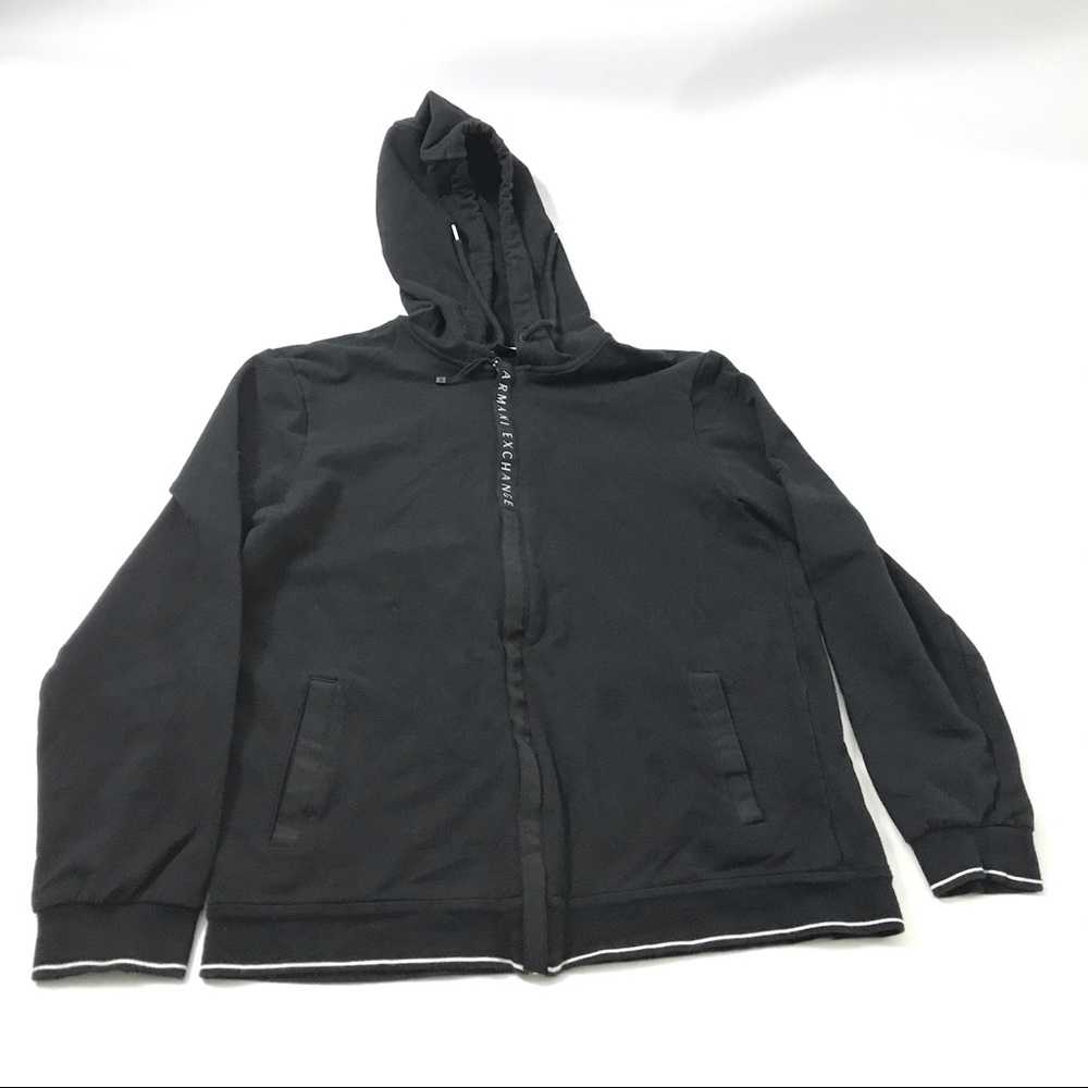 Armani Exchange Men’s Full Zip Logo Hoodie L Black